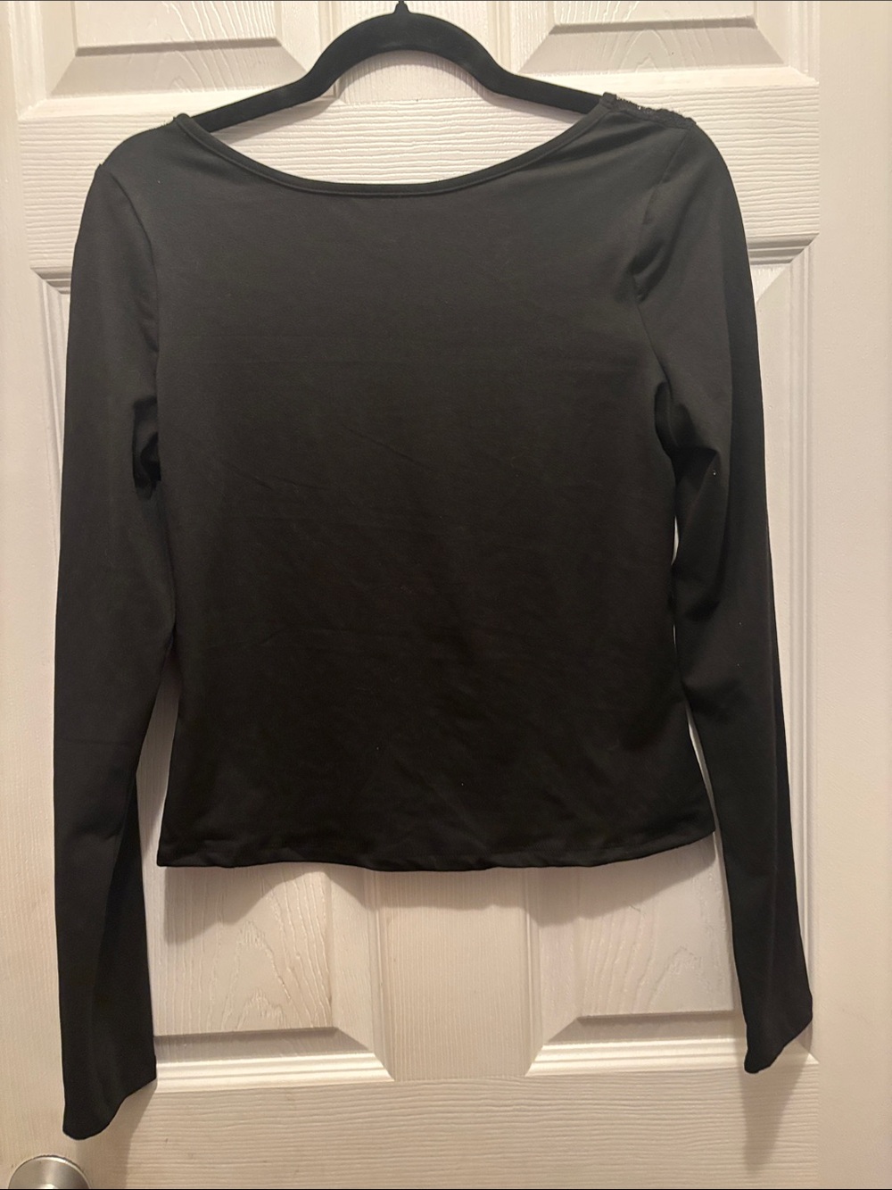 Source Unknown Black Long-Sleeve Boatneck Top